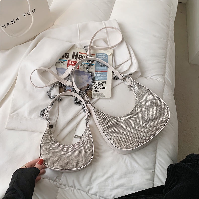 Túi Đeo Một Bên Vai Đính Đá Lấp Lánh Thời Trang Mùa Hè Mới 2021 Dễ Phối Đồ Cho Nữ
