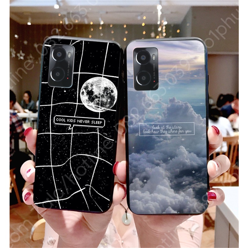 Ốp lưng Oppo A76 / A36  ép cường lực kính chống bể bóng bẩy hình thiên hà , vũ trụ đẹp