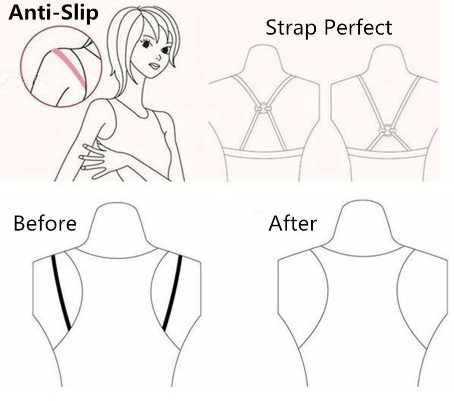 Set 3 móc cài giữ dây áo ngực trong suốt/ đen/ be chống trượt tiện lợi