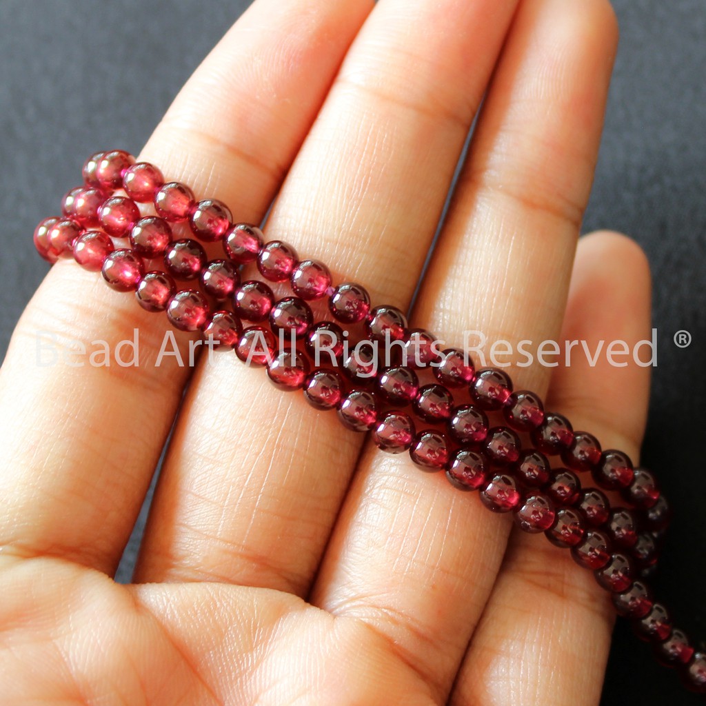 4~4.5MM AAA Đá Hồng Lựu (Gar.net) , Hoả, Thổ, Vòng Tay Phong Thuỷ, Chuỗi Hạt S50 - Bead Art