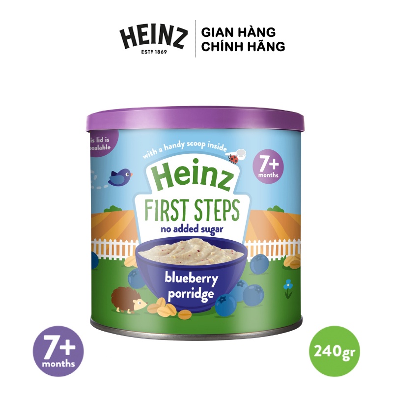 Bột Ăn Dặm Việt Quất HEINZ 240g (Date: 06/07/2022) + Tặng 2 Hũ Táo Yến Mạch 170g (Date T7/2022)