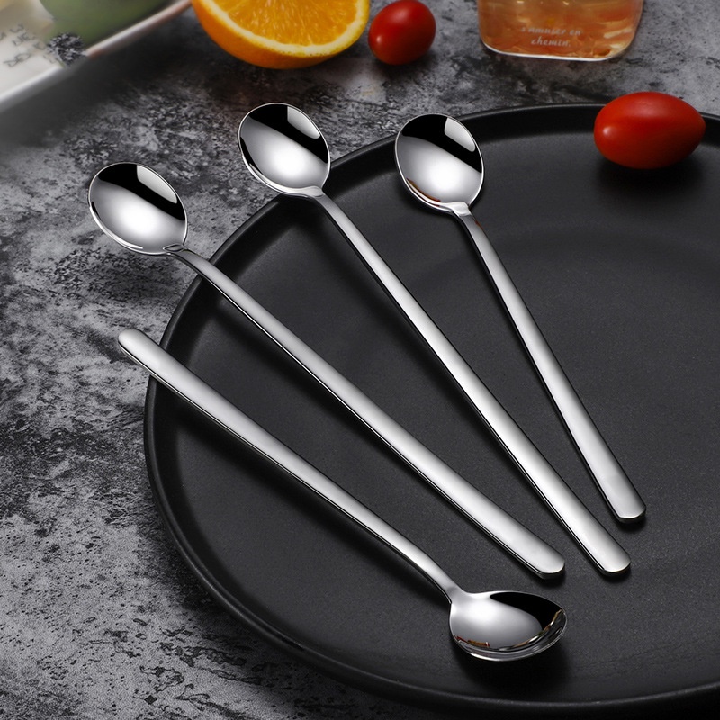 Bộ 5 Thìa Inox 304 Cán Dài cocktail - Cà Phê - Sinh Tố-Trà Dào- Muỗng Chanh đá- Sang Trọng- Inox Siêu Xịn