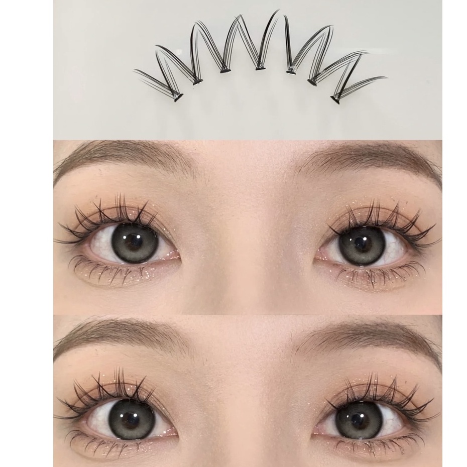 Lông mi giả MJSP loại chữ V màu đen tự nhiên kèm keo dán 9mm/10mm/11mm