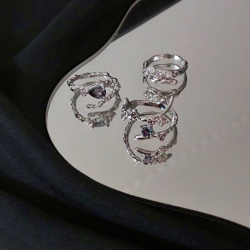 Bộ Nhẫn Bạc Đính Ngọc Trai Nhân Tạo Y2K Cho Nữ