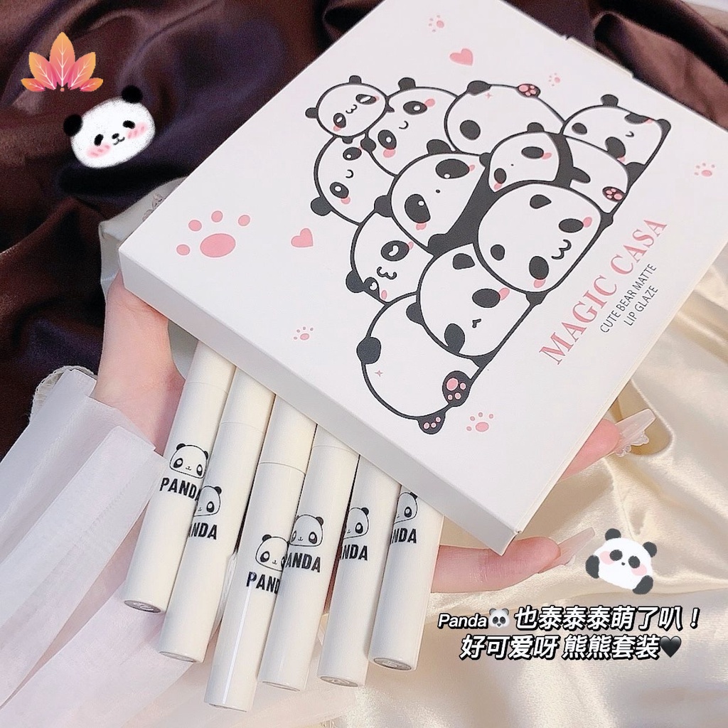 Set 6 Thỏi Son Kem Nhung Mịn Trang Điểm Dễ Thương Kèm Hộp Đựng jp5