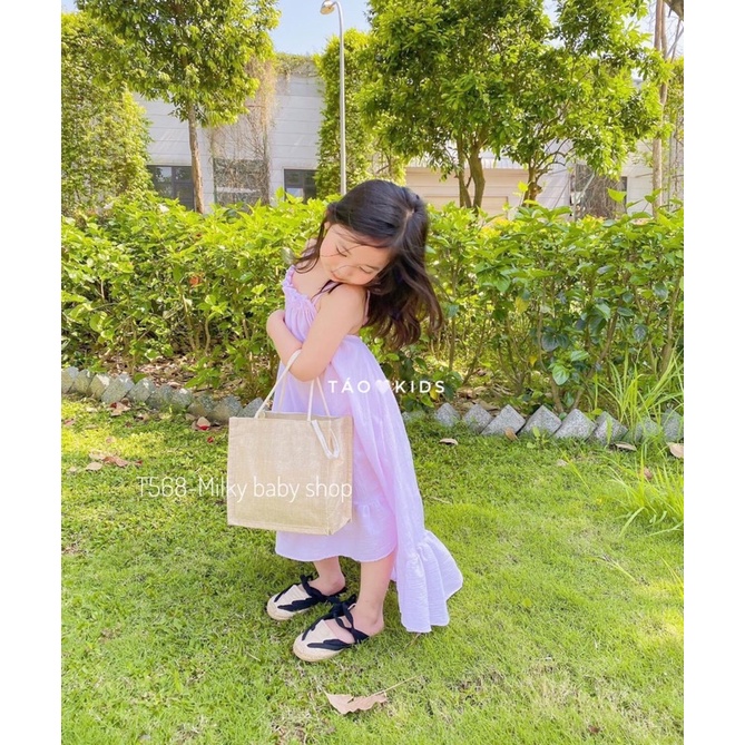 Váy 2 dây dáng xoè cho bé chất đũi tơ