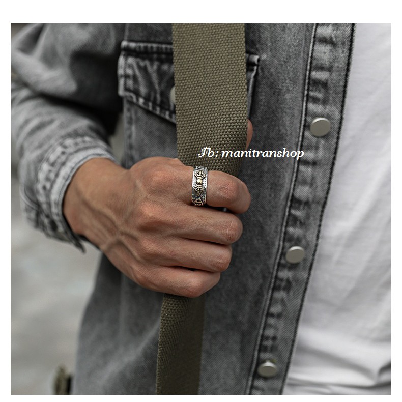 Nhẫn Om Mani Padme Hum - Chùy Kim Cang Tây Tạng