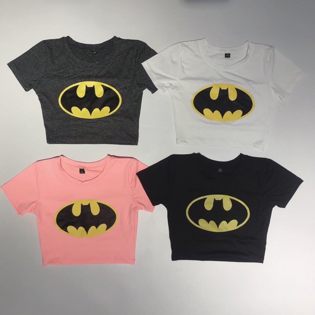 Áo croptop xinh thun lụa in hình siêu nhân cực cá tính