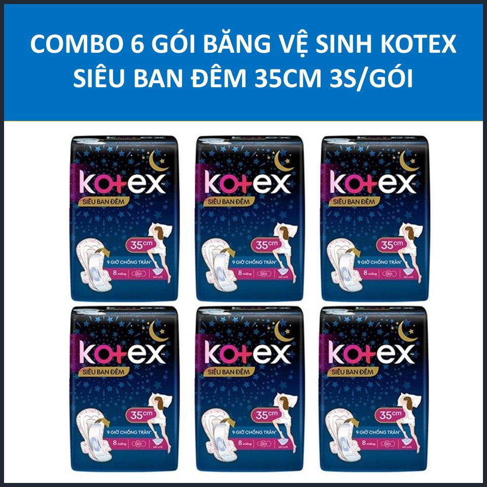 COMBO 8 gói băng vệ sinh Kotex Siêu ban đêm 35cm
