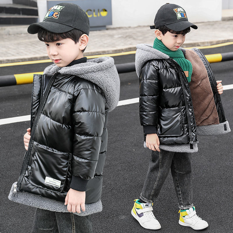 Boys Thick Cotton Velvet Coat Kids Jacket Baby Boys Winter Fur Clothes