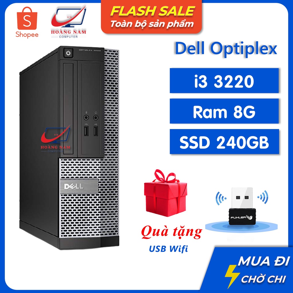 Cây Máy Tính ⚡️Freeship⚡️Máy Tính Để Bàn - Dell Optiplex i3 3220 (Ram 8G/SSD 240GB) - Bảo Hành 12T - Quà Tặng USB Wifi