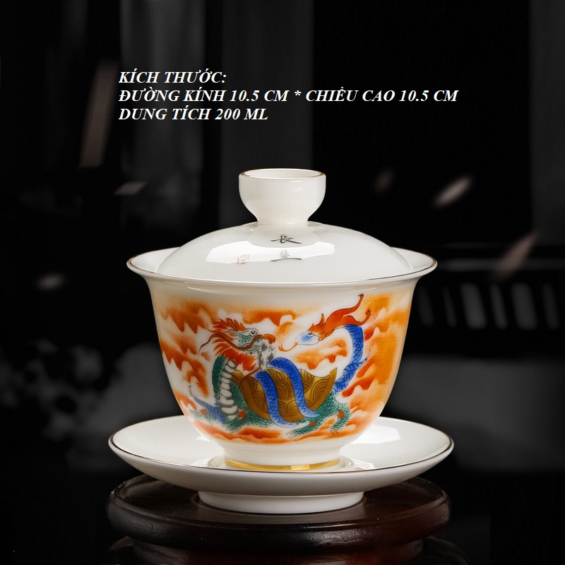 Chén Khải Long,Lân,Quy,Phượng Sứ Thấu Quang Cảnh Đức Trấn Cao Cấp