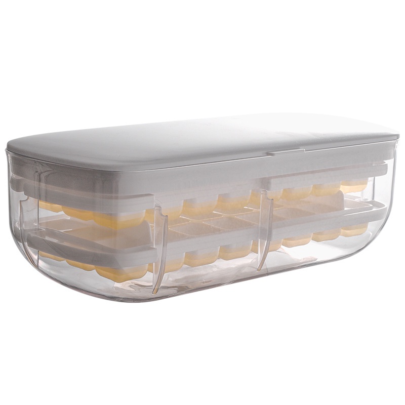 giahuydiet Hộp khay làm đá 2 tầng có nắp, ngăn mùi, vệ sinh dễ dàng.