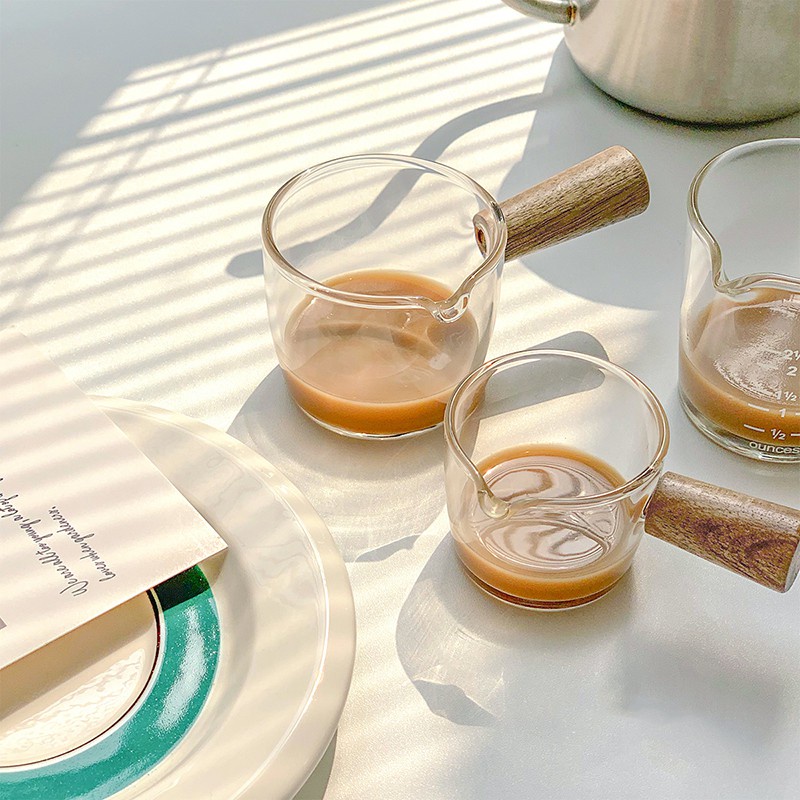 Heat-resistant Milk Glass Cup Kitchen Espresso Coffee Double-mouthed Cup Measuring Cup