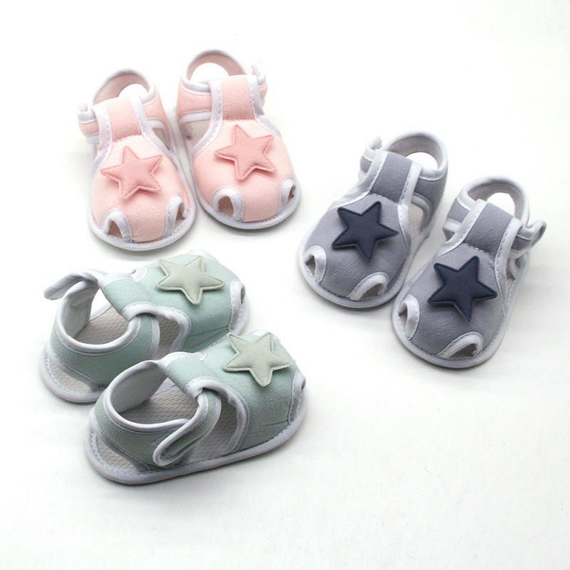 Giày cotton đế mềm thoáng mát chống trơn họa tiết hình ngôi sao dành cho bé