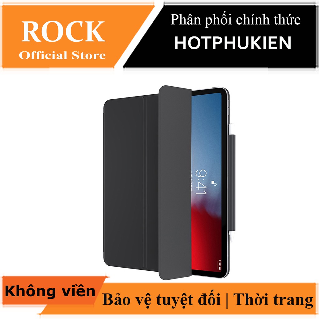 Bao da không viền hiệu Rock Ultra Thin Magnetic (Smart Sleep Cover) cho iPad Pro 11 2018 - Hàng chính hãng