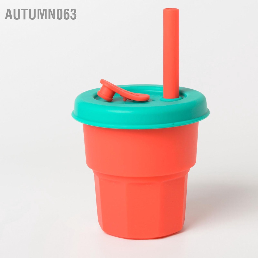 Bình Đựng Nước Bằng Silicone Chống Rò Rỉ Kèm Ống Hút Họa Tiết Hoạt Hình Cho Bé Trai Và Gái