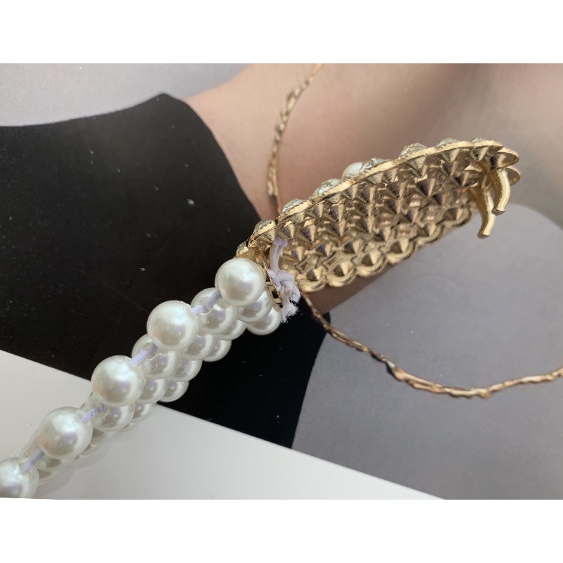 Thắt lưng nữ kết hạt trai bản 3cm co giãn, phong cách Vintage - 5 mặt khóa