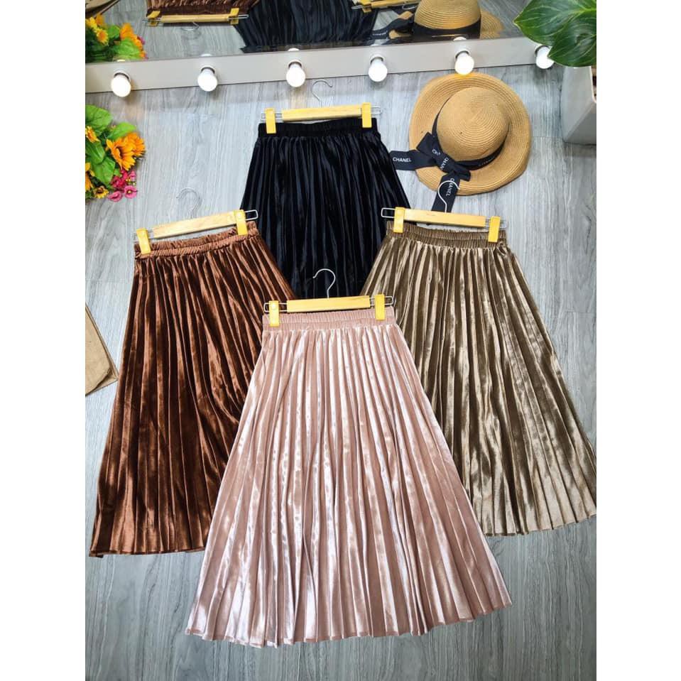 Chân váy 2610 NHUNG dài dập li
