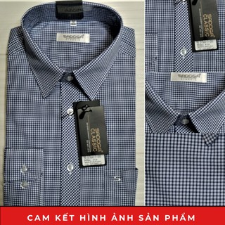 Áo Sơ Mi Nam Tay Dài dáng xuông - Kẻ xanh đen