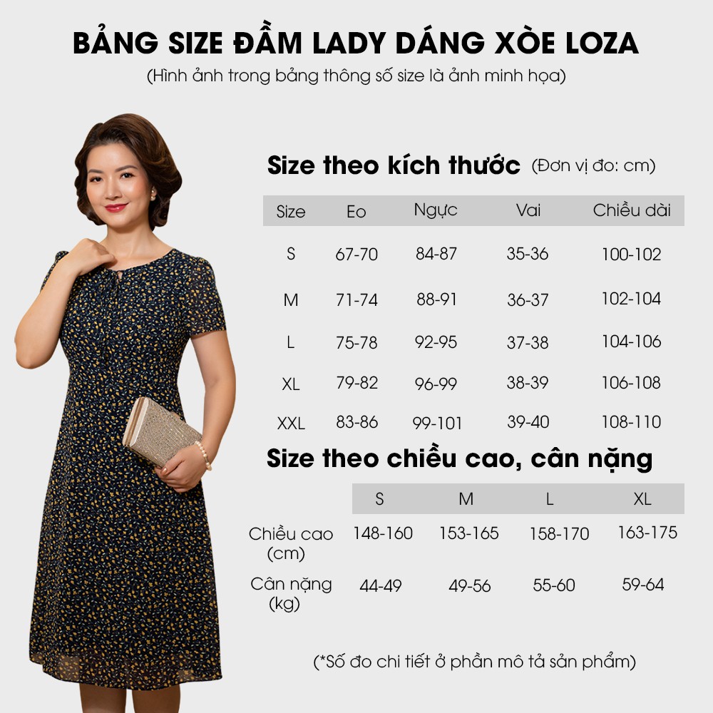 [FREESHIP 50K] Đầm voan trung niên tay cộc-LOZA LAD2088