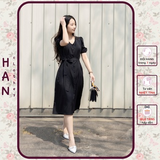 Đầm suông dáng dài may 2 lớp, váy công sở thiết kế han mg15