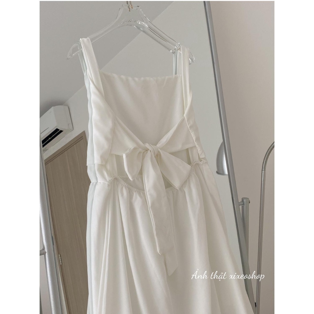 Váy 2 dây đầm maxi trắng nữ thắt nơ lưng váy dài đi biển xixeoshop - V31 | BigBuy360 - bigbuy360.vn