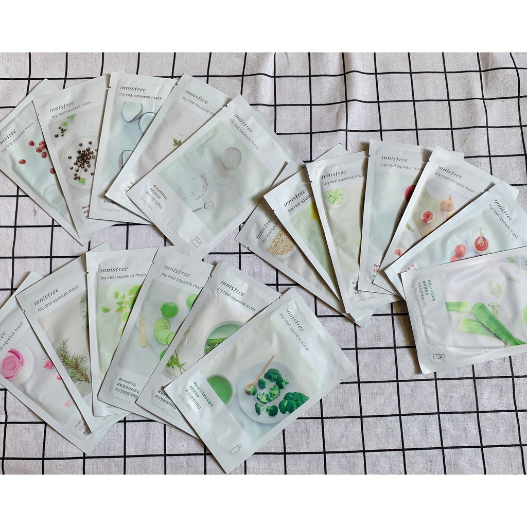 Mặt Nạ Giấy Innisfree 18 Vị Chiết Xuất Mặt Nạ Giấy Innisfree My Real Squeeze Mask