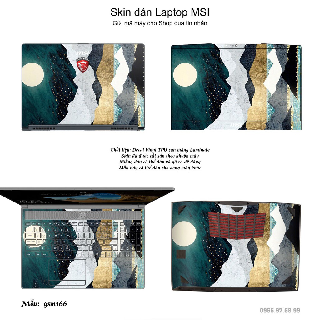 Skin dán Laptop MSI in hình giả sơn mài (inbox mã máy cho Shop)