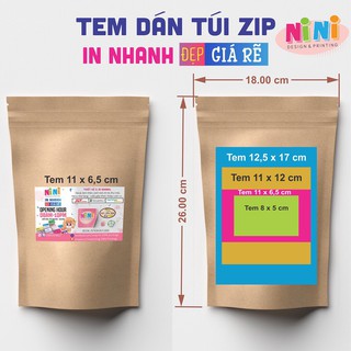 Combo 5 tờ Decal, tem, sticker, logo nhãn giấy dán túi zip khổ A3 in, cắt, bế theo yêu cầu