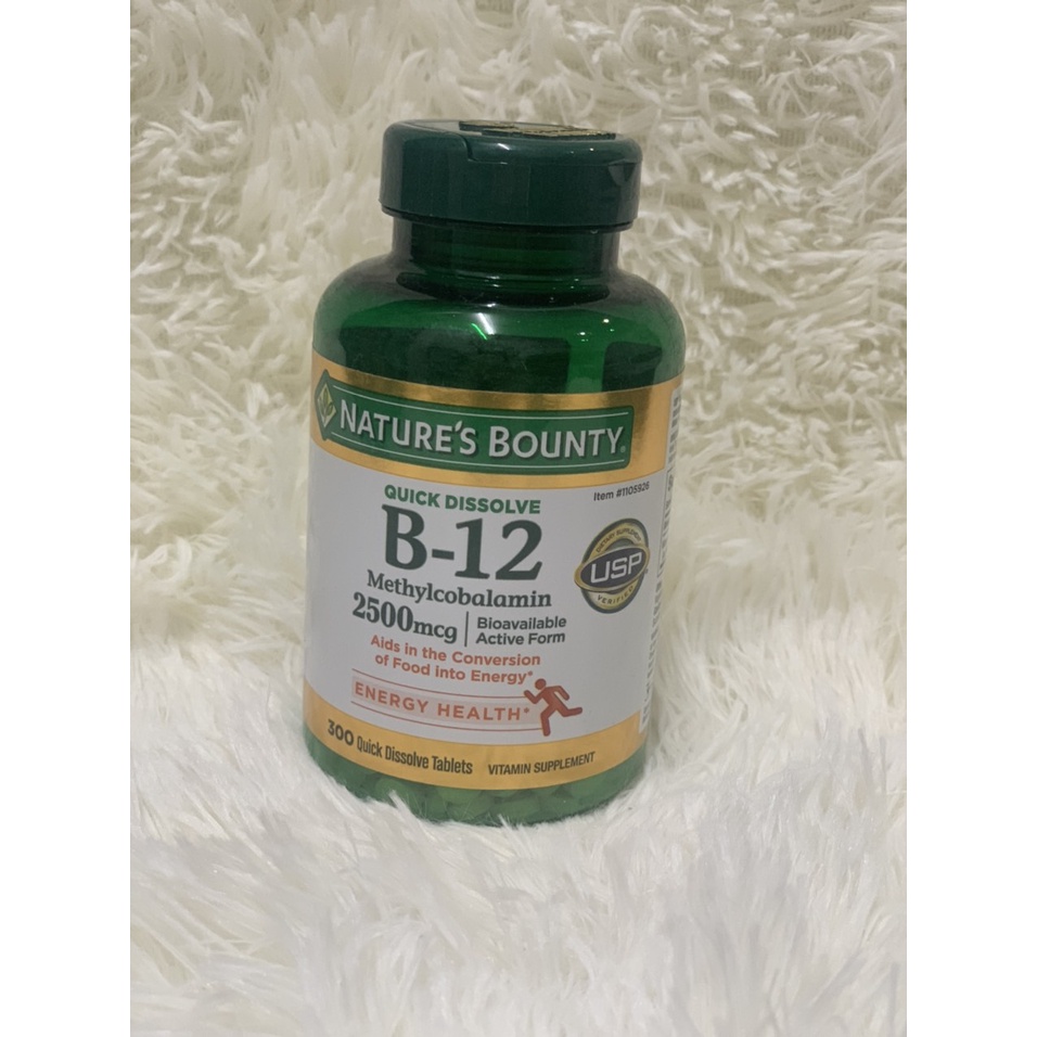 VITAMIN B12 Nature’s Bounty - 2500mcg- Hộp 300 viên-HÀNG MY CHÍNH HÃNG- DATE: 03/2025