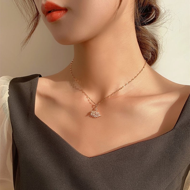 Dây chuyền thiên nga TITAN KHÔNG GỈ vòng cổ đính đá pha lê lấp lánh trang sức titan cao cấp mẫu mới 2021