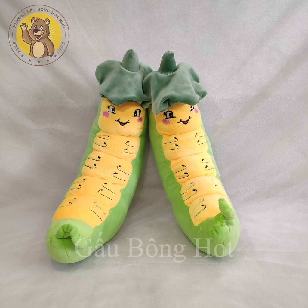 Gấu Bông Sâu Khoai Đội Lá Đáng Yêu - Gối Ôm Sâu ❤️Xưởng Gấu Hoa Bình❤️