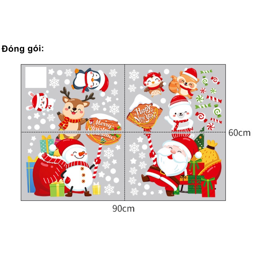Decal noel trang trí tường - Các bạn cầm bảng chào đón giáng sinh