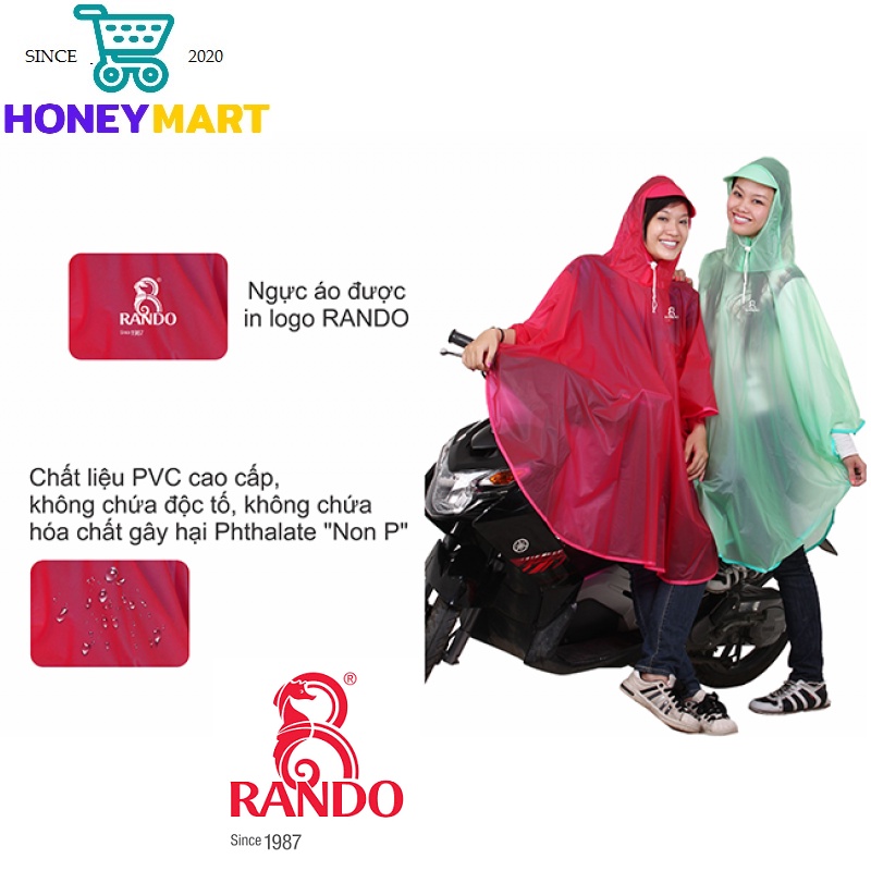 Áo Mưa Bướm Trong Màu RanDo APPC-06 thời trang cho cả nam và nữ Honeymart