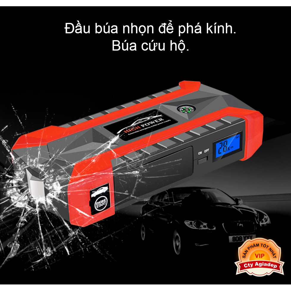 Bộ kích điện nổ máy oto xe hơi HighPower + Tặng Máy Bơm lốp xe + Vali phụ kiện - HJX29