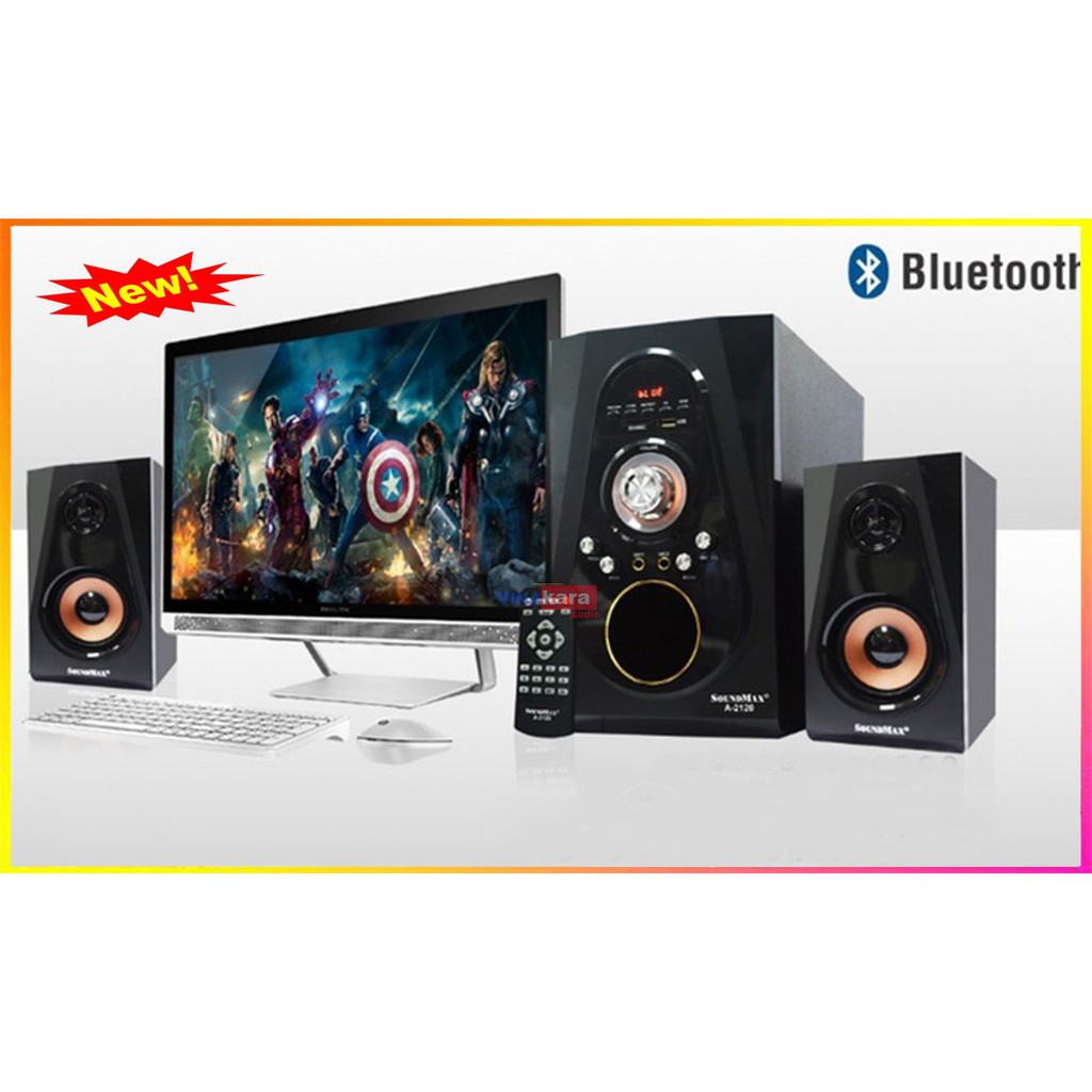 Loa vi tính SoundMax A2120/2.1, loa bluetooth, công suất lớn, nghe nhạc hay