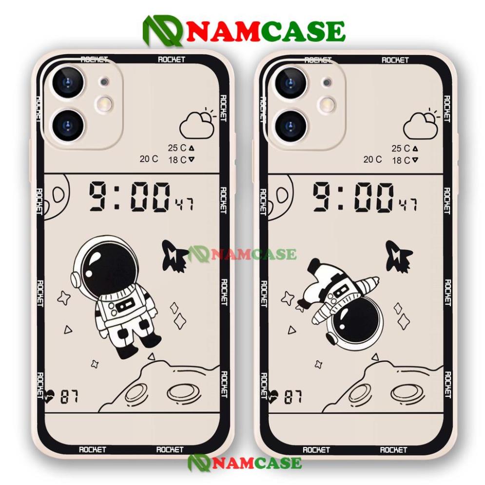 Ốp lưng iPhone Phi hành gia Cute cạnh viền vuông silicon mềm dẻo cho iphone 6/6s/7/8/X/XS/11/12/13 Pro Plus Max