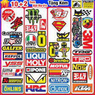 Bộ 10 Sticker Dán Xe Máy Ohlins Liqui Moly HRC Umaracing Monster Tem Mắt - Decal Dán Xe Máy Cao Cấp