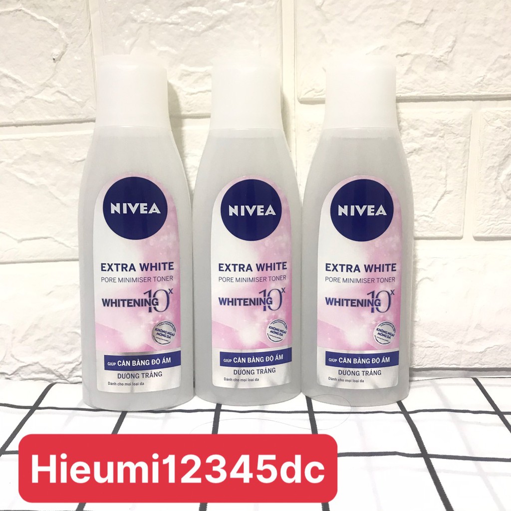 Nước hoa hồng NIVEA Extra White dưỡng trắng da &amp; se khít lỗ chân lông (200ml)