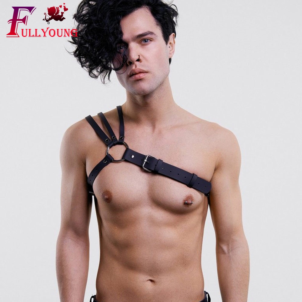 Dây Đai Đeo Ngực Bằng Da PU Điều Chỉnh Được Phong Cách Punk Goth Quyến Rũ Cho Nam