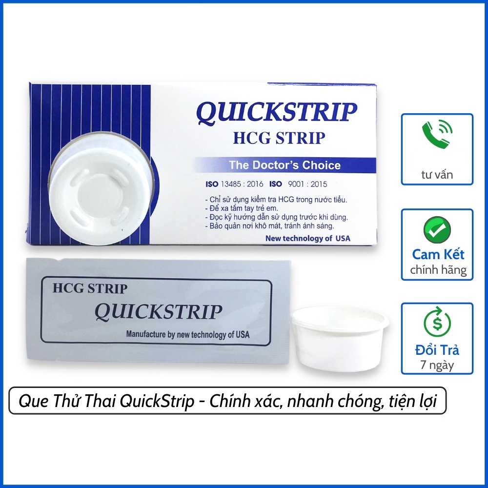 Que Thử Thai Nhanh QuickStrip - Que Thử Phát Hiện Thai Sớm, Tiện Lợi - Dễ Sử Dụng - Chính Xác SACUCO TT1