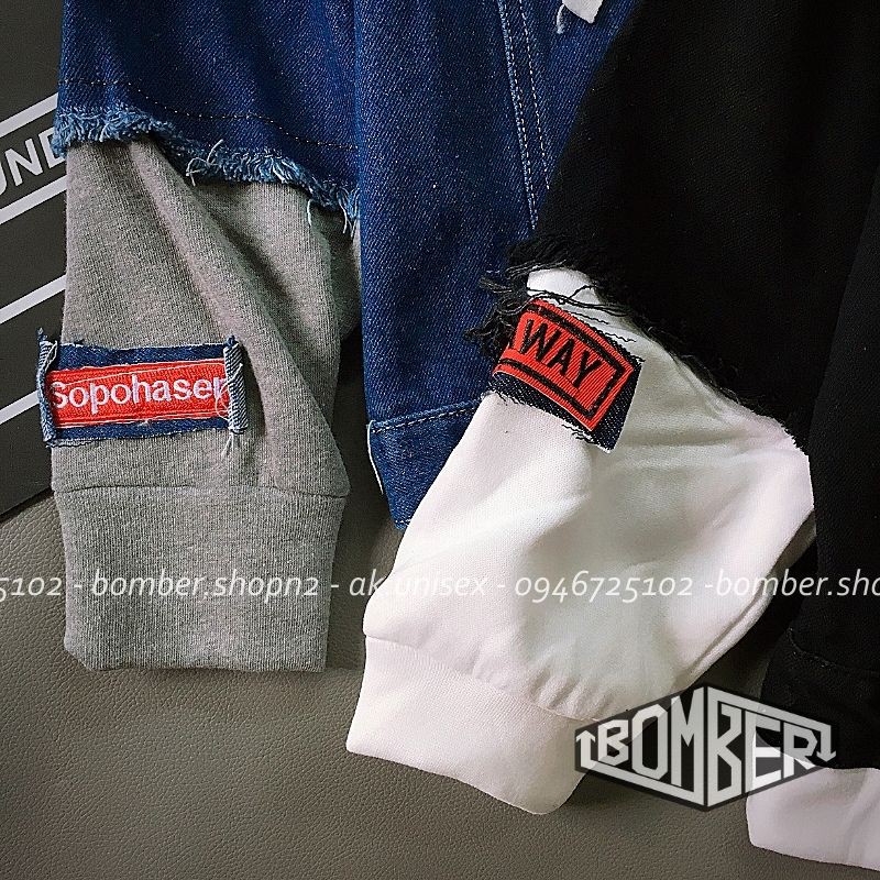 [Ảnh +video thật] Áo khoác jeans streetstyle phối tay nón nỉ thiết kế Unisex (2 màu)