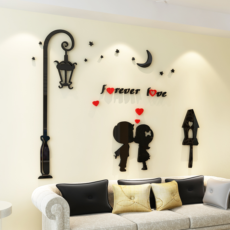 Tranh dán tường mica 3d decor khổ lớn - đôi tình nhân, tranh trang trí phòng khách, phòng ngủ Nhiều Size - EPeBen