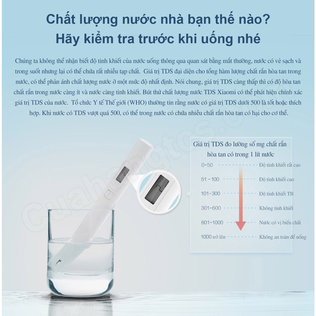 Bút thử nước Xiaomi TDS kiểm tra chất lượng nước Mi TDS Pen Water Quality Tester - Bút thử nước sạch Xiaomi TDS