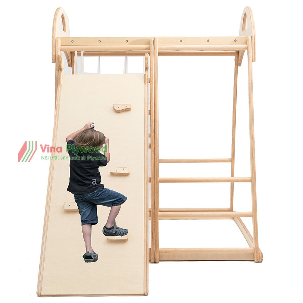 Nhà chơi leo núi bằng gỗ Plywood, nhà vận động tập thể dục cho bé