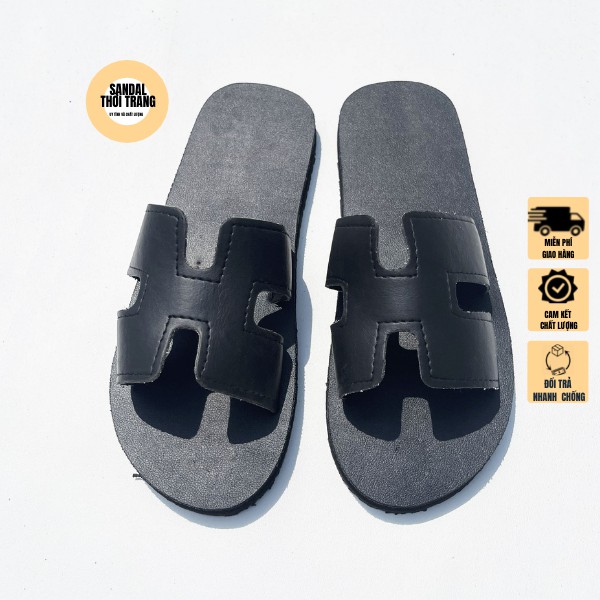 Dép sandal chữ H thời trang giá rẻ Nam/nữ full đen sandal đồng nai