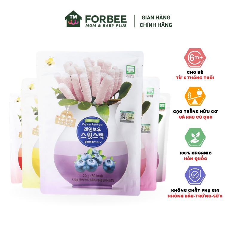 Bánh gạo QUE hoa quả Farm to Baby - Bánh hữu cơ cho trẻ ăn dặm từ 6 tháng tuổi - Nội Địa Hàn