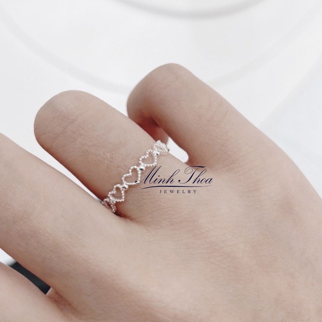 Nhẫn bạc nữ đẹp Minh Thoa Jewelry, nhẫn nữ trái tim đơn giản cá tính trang sức bạc ta