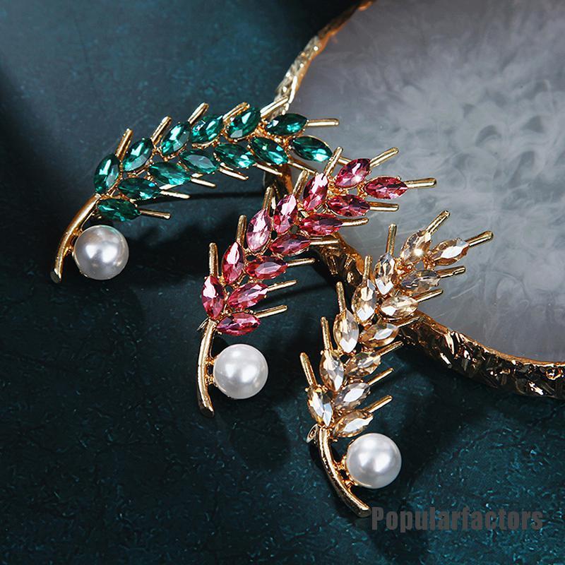 Ghim Cài Áo Hình Chiếc Lá Đính Đá Nhân Tạo Thời Trang